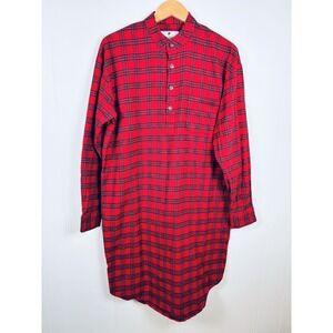 Lee Valley Ireland Men's Small Flannel Sleep‎ Shirt Red Blue Tartan Plaid EUC